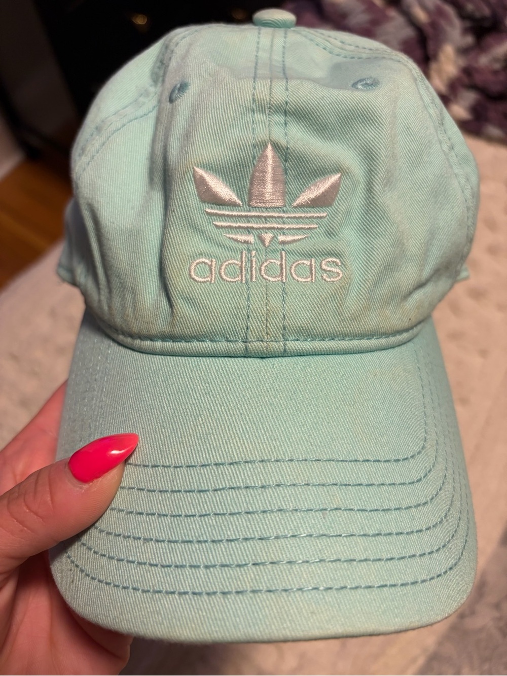 adidas Trefoil Cap in Mint Blue with White Logo